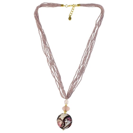 Necklace Artigianale Woman Collezione Prestige in Glass COLLANA PENDENTE ROSA - COLLANA PENDENTE ROSA